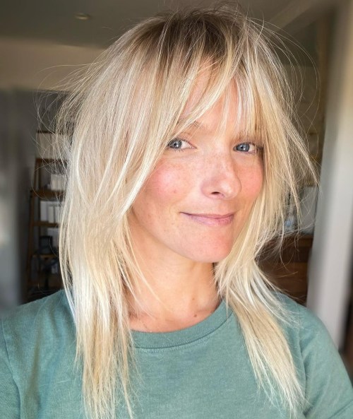 Wispy Curtain Bangs Light Blonde Fine Hair with Thin Curtain Bangs