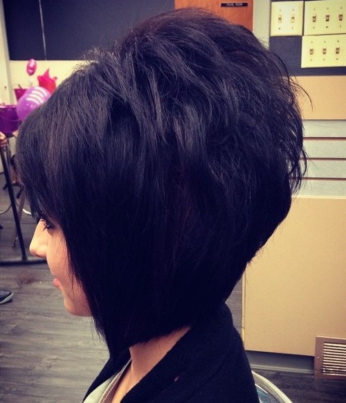 black layered backcombed bob