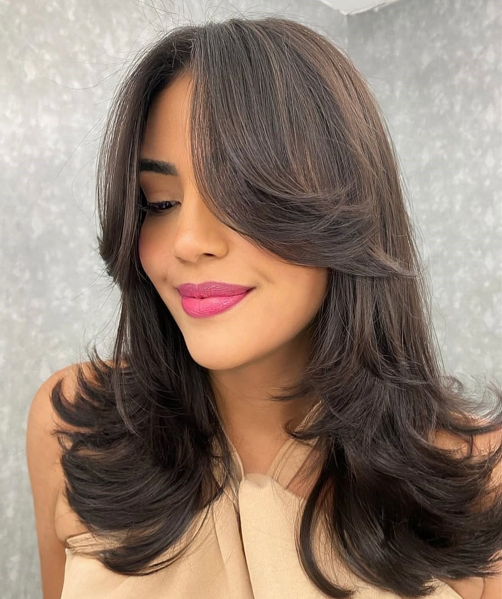 Curtain Bangs Haircut Medium Cut with Curtain Bangs